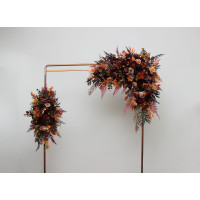  Flower arch arrangement in plum purple orange rust beige colors.  Arbor flowers. Floral archway. Faux flowers for wedding arch. 5260