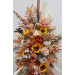 Flower Arch Arrangement in Orange, Rust & Beige with Pampas Grass | Faux Wedding Arch with Sunflowers