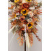 Flower Arch Arrangement in Orange, Rust & Beige with Pampas Grass | Faux Wedding Arch with Sunflowers