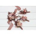 Beige, Terracotta, Blush Pink & Dusty Rose Boutonnieres & Wrist Corsages – Faux Wedding Accessories