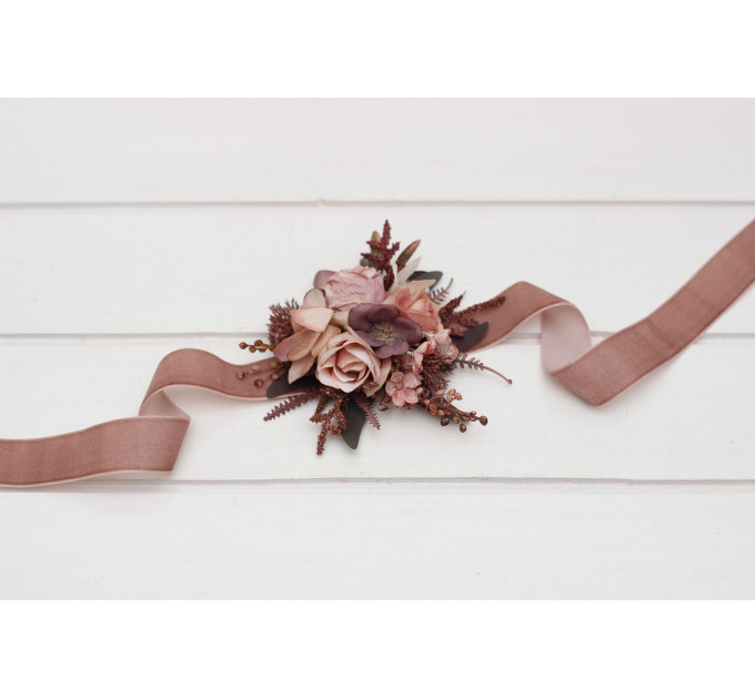Beige, Terracotta, Blush Pink & Dusty Rose Boutonnieres & Wrist Corsages – Faux Wedding Accessories