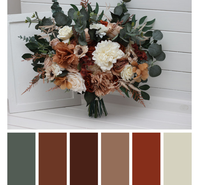 Rust, Terracotta & Bridal Bouquet Set – Faux Wedding Flowers for Rustic & Boho Brides