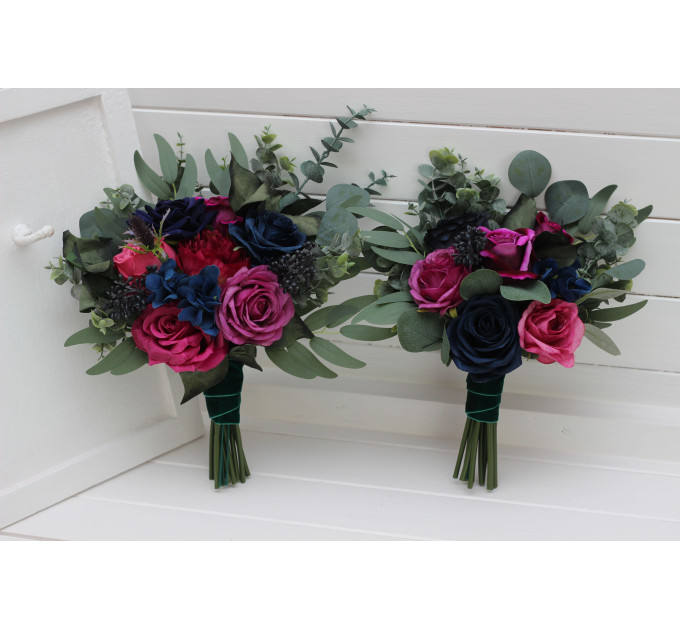 Jewel-Tone Wedding Bouquets – Faux Bridal & Bridesmaid Flowers in Deep Rich Colors