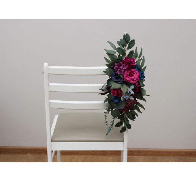 Jewel-Tone Aisle Flowers – Faux Wedding Décor in Navy, Magenta & Emerald