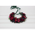 Navy, Magenta, Fuchsia, Purple & Emerald Flower Crown – Faux Floral Hair Wreath for Bride or Flower Girl