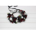 Gothic Flower Crown – Burgundy, Black, White & Silver Faux Floral Hair Wreath for Bride or Flower Girl