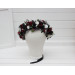 Gothic Flower Crown – Burgundy, Black, White & Silver Faux Floral Hair Wreath for Bride or Flower Girl
