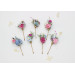 Set of 7 Colorful Flower Bobby Pins – Faux Wedding Hair Accessories in Dusty Blue, Magenta, Pink & White