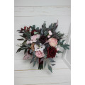 Wedding Bouquets in Burgundy & Dusty Pink | Faux Cascading Bridal & Bridesmaid Bouquets