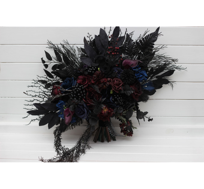 Gothic Wedding Bouquet – Purple, Black, Blue & Burgundy Dark Moody Flowers