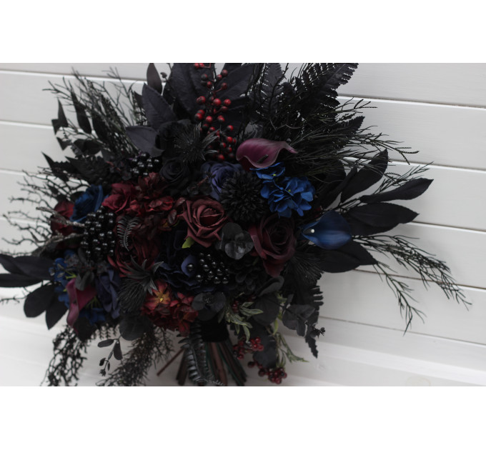 Gothic Wedding Bouquet – Purple, Black, Blue & Burgundy Dark Moody Flowers