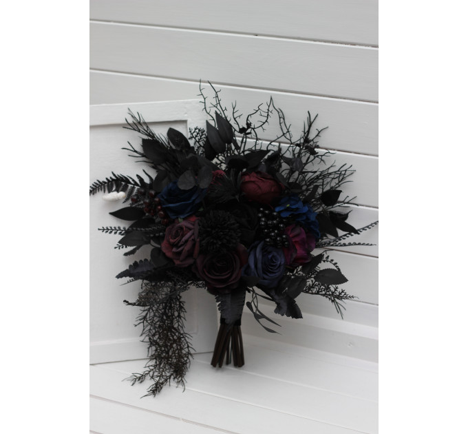 Gothic Wedding Bouquet – Purple, Black, Blue & Burgundy Dark Moody Flowers