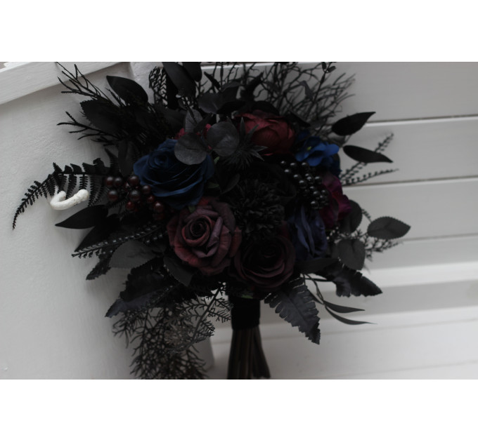 Gothic Wedding Bouquet – Purple, Black, Blue & Burgundy Dark Moody Flowers