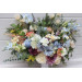 Pastel Wildflower Bridal Bouquet – Faux Wedding Flowers in Dusty Blue, Peach, Lilac & Cream