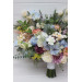 Pastel Wildflower Bridal Bouquet – Faux Wedding Flowers in Dusty Blue, Peach, Lilac & Cream