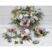 Simple Wedding Table Flowers – Wildflower Mini Bouquets in Dusty Blue, Peach, Lilac & Cream