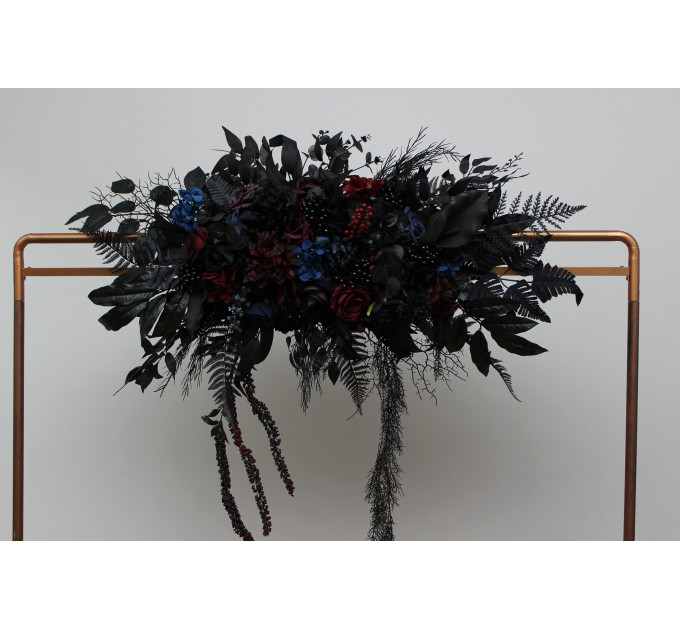 Gothic Wedding Arbor Flowers – Burgundy, Black, Blue & Purple Halloween Floral Archway