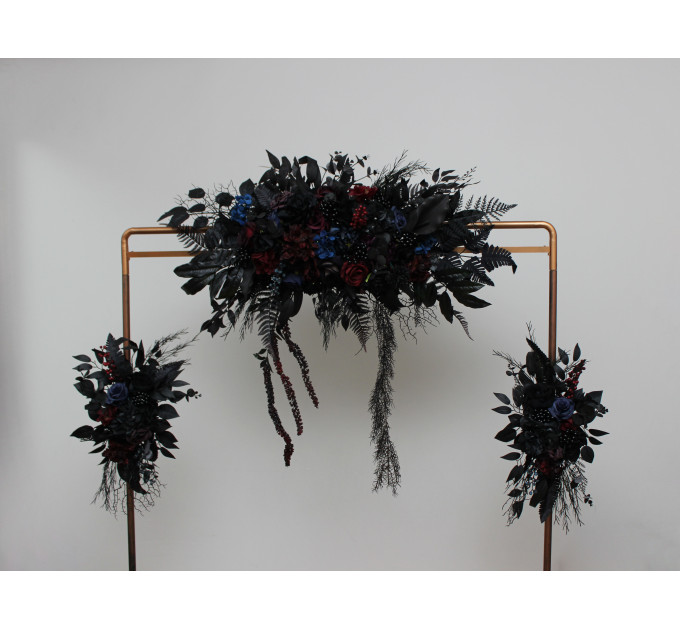 Gothic Wedding Arbor Flowers – Burgundy, Black, Blue & Purple Halloween Floral Archway