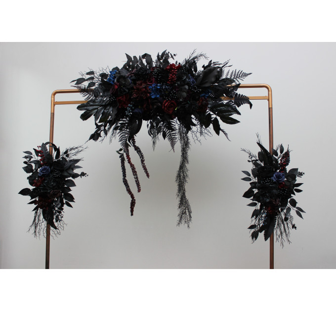 Gothic Wedding Arbor Flowers – Burgundy, Black, Blue & Purple Halloween Floral Archway