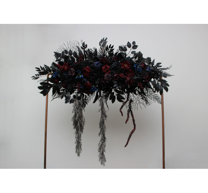 Gothic Wedding Arbor Flowers – Burgundy, Black, Blue & Purple Halloween Floral Archway