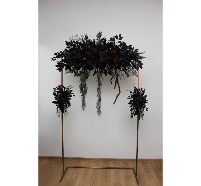 Gothic Wedding Arbor Flowers – Burgundy, Black, Blue & Purple Halloween Floral Archway