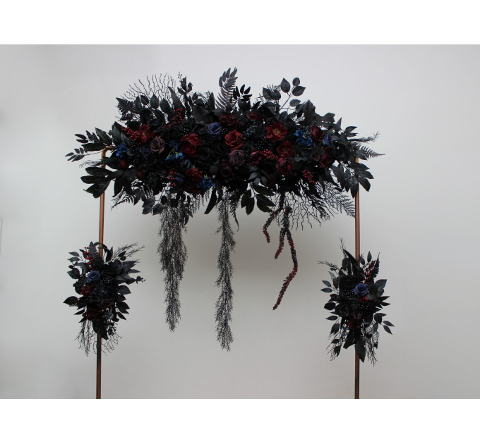 Gothic Wedding Arbor Flowers – Burgundy, Black, Blue & Purple Halloween Floral Archway