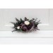 Deep Purple, Black, Ivory & Green Flower Comb – Faux Floral Wedding Hair Accessory