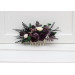 Deep Purple, Black, Ivory & Green Flower Comb – Faux Floral Wedding Hair Accessory