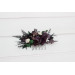 Deep Purple, Black, Ivory & Green Flower Comb – Faux Floral Wedding Hair Accessory