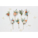 Set of 7 Peach, Dusty Blue & Ivory Wildflower Hair Pins – Faux Floral Wedding Accessories