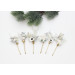 Set of 6 Christmas Bobby Pins – White & Silver Wedding Hair Pins with Berries