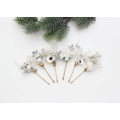 Set of 6 Christmas Bobby Pins – White & Silver Wedding Hair Pins with Berries