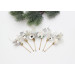 Set of 6 Christmas Bobby Pins – White & Silver Wedding Hair Pins with Berries