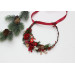 Christmas Flower Crown in Red, Gold, Green & Burgundy – Winter Floral Hair Wreath with Cones & Berries