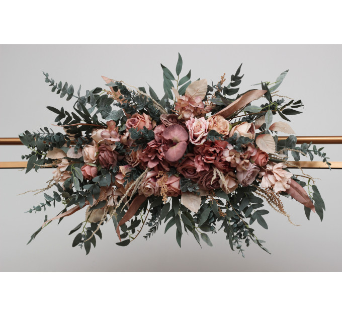 Dusty Rose & Blush Pink Flower Arch Arrangement – Faux Floral Arbor for Weddings