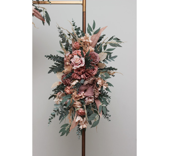 Dusty Rose & Blush Pink Flower Arch Arrangement – Faux Floral Arbor for Weddings