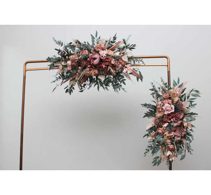 Dusty Rose & Blush Pink Flower Arch Arrangement – Faux Floral Arbor for Weddings