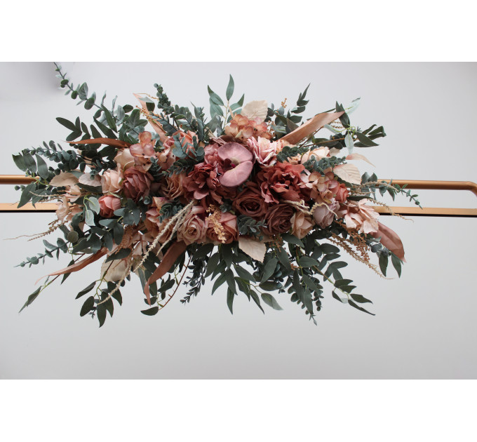 Dusty Rose & Blush Pink Flower Arch Arrangement – Faux Floral Arbor for Weddings
