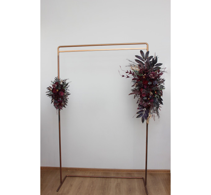 Deep Purple, Burgundy & Gold Flower Arch Arrangement – Faux Floral Arbor for Weddings