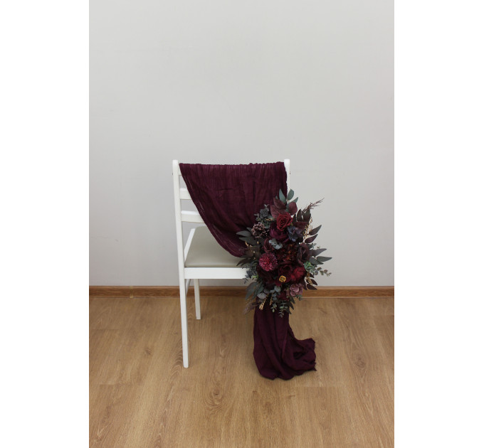 Purple, Burgundy & Gold Aisle Flowers – Elegant Faux Wedding Decor