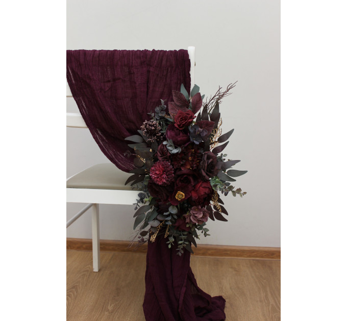 Purple, Burgundy & Gold Aisle Flowers – Elegant Faux Wedding Decor