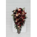 Cascading Bridal Bouquet in Red, Burgundy, Dusty Rose & Peach – Faux Flowers for Fall Weddings