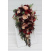 Cascading Bridal Bouquet in Red, Burgundy, Dusty Rose & Peach – Faux Flowers for Fall Weddings