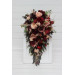 Cascading Bridal Bouquet in Red, Burgundy, Dusty Rose & Peach – Faux Flowers for Fall Weddings