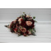 Cascading Bridal Bouquet in Red, Burgundy, Dusty Rose & Peach – Faux Flowers for Fall Weddings