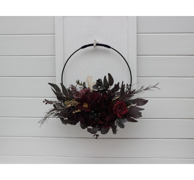Purple, Gold & Burgundy Flower Hoop – Faux Bridesmaid Bouquet Alternative