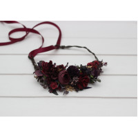 Purple burgundy gold flower crown. Hair wreath. Flower girl crown. Wedding flowers. 5223