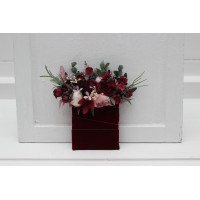 Pocket boutonniere in burgundy dusty pink color scheme. Flower accessories. Pocket flowers. Square flowers. 5019