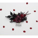 Purple, Burgundy & Black Flower Combs – Gothic Wedding Hair Accessories
