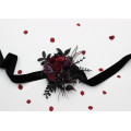 Purple, Burgundy & Black Wrist Corsage – Gothic Faux Flower Bracelet